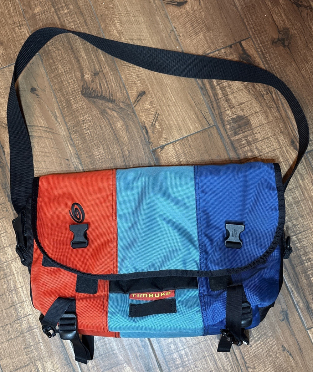 TIMBUK2 Classic Cross Body Medium Messenger Bag Blue Aqua Burnt Orange 18”